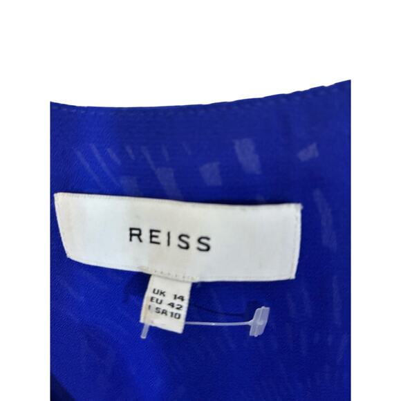 Reiss Elsie Geo Print Dress Blue Coastal Grandma Casual Sz 10 Event Nautical - Picture 4 of 8